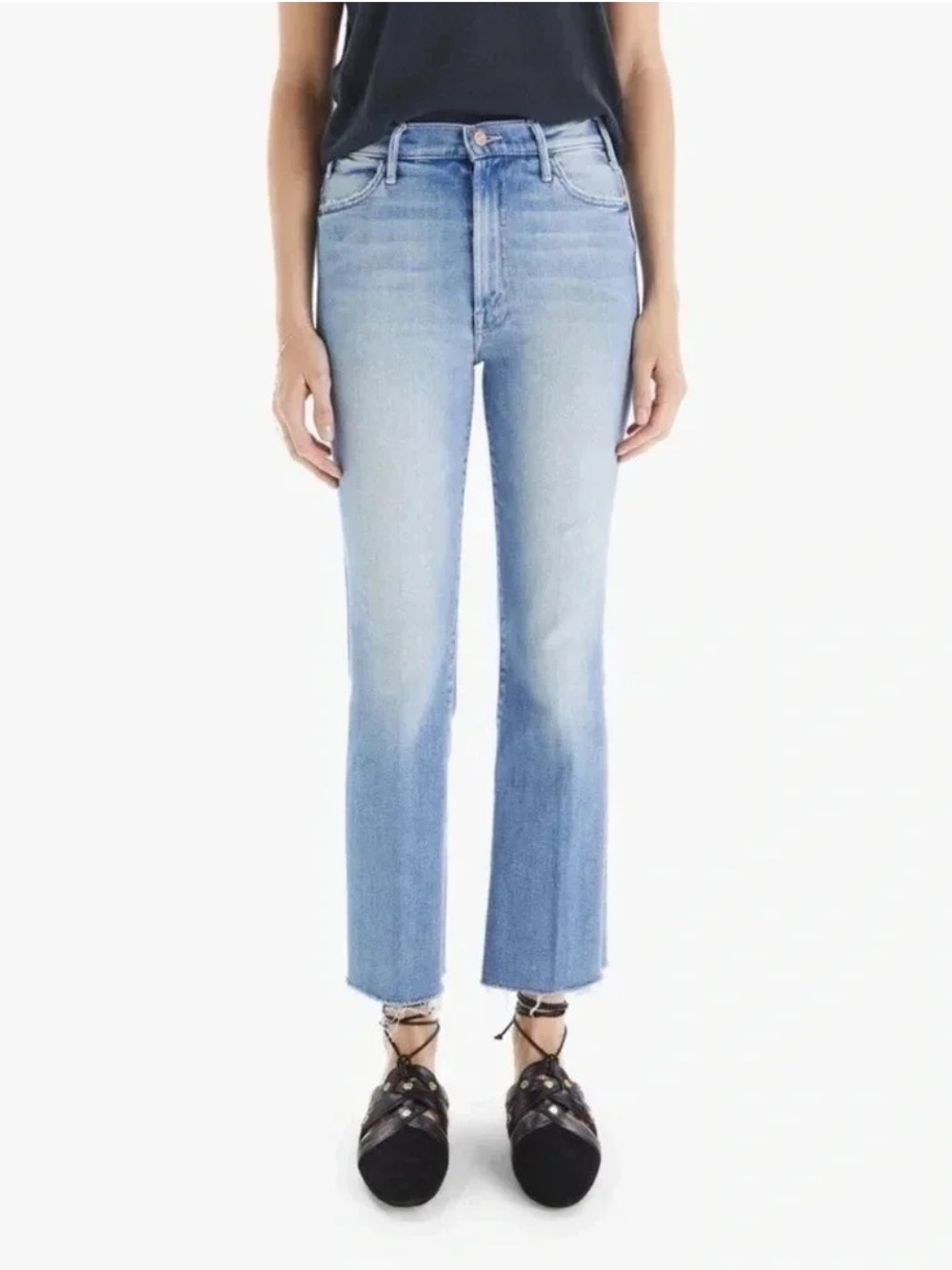 MOTHER The Hustler Ankle Fray Jeans Au Revoir Blue 27